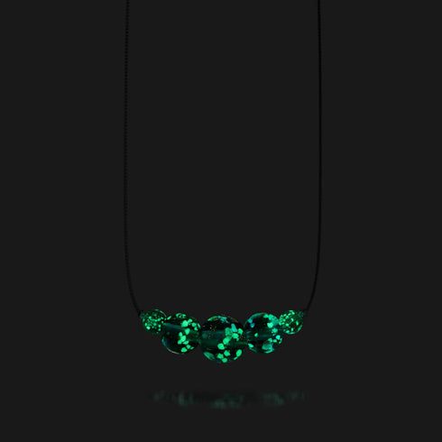 Alabaster | 925er Sterlingsilber | Glühwürmchen-Glas-Halskette mit Unendlichkeitsverschluss